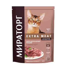 Виннер Extra Meat сухой корм для домашних кошек с Говядиной Black Angus 400гр