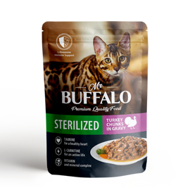 Buffalo Cat Sterilized влажный корм для кошек стерилизованных с Индейкой 85гр