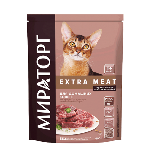 Виннер Extra Meat сухой корм для домашних кошек с Говядиной Black Angus 400гр