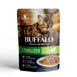 Buffalo Cat Sterilized влажный корм для кошек стерилизованных с Ягненком 85гр